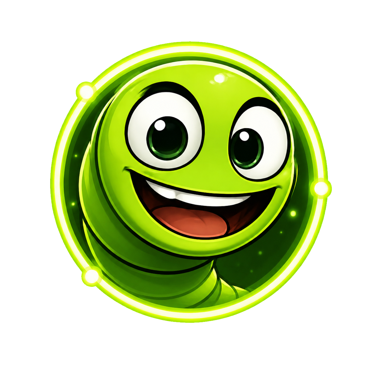 Worm Raid mascot — green worm from the mobile battle royale game